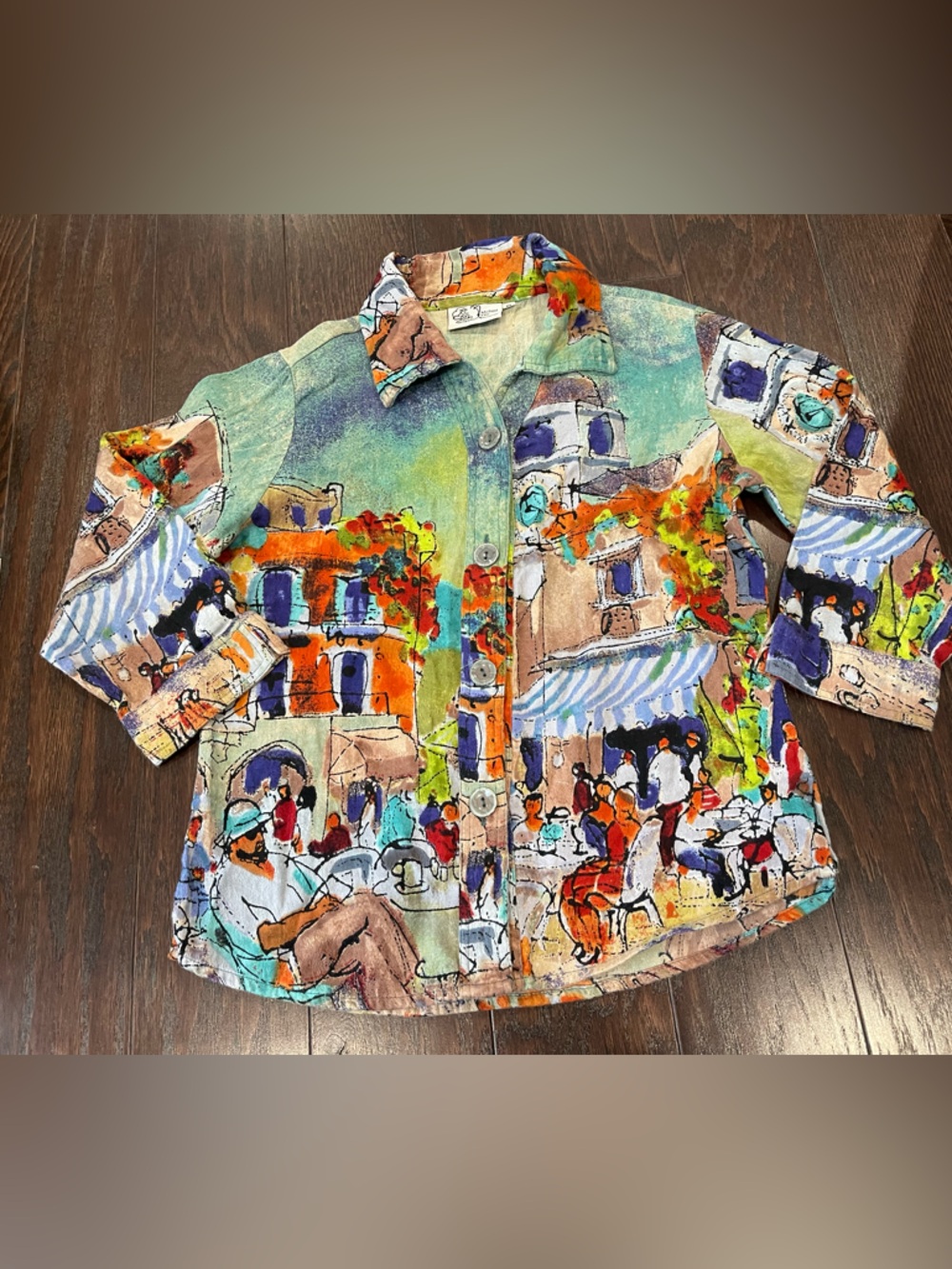 Michael Leu Collection Women Cotton Colorful European Scene Medium